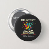 Boek over neurodiversiteit vier het spectrum Autis Ronde Button 5,7 Cm (Voorkant /achterkant)