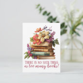 Boek over te veel boeken briefkaart (Staand voorkant)