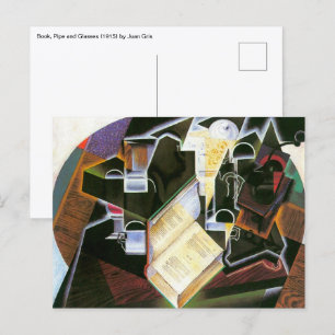 Boek, Pijp en Bril, Juan Gris, Vintage Cubisme Briefkaart