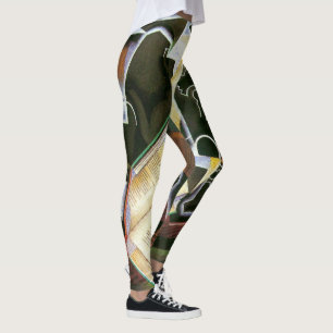 Boek, Pijp en Bril, Juan Gris, Vintage Cubisme Leggings