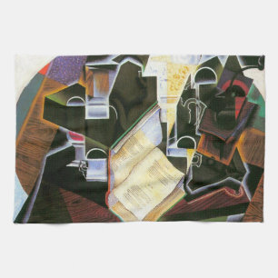 Boek, Pijp en Bril, Juan Gris, Vintage Cubisme Theedoek
