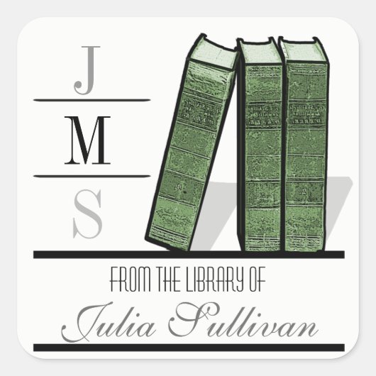  boek plank groen vierkante sticker (Voorkant)