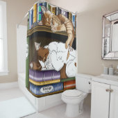 Boek Plank Katten Bibliotheek Douchegordijn (In situ)