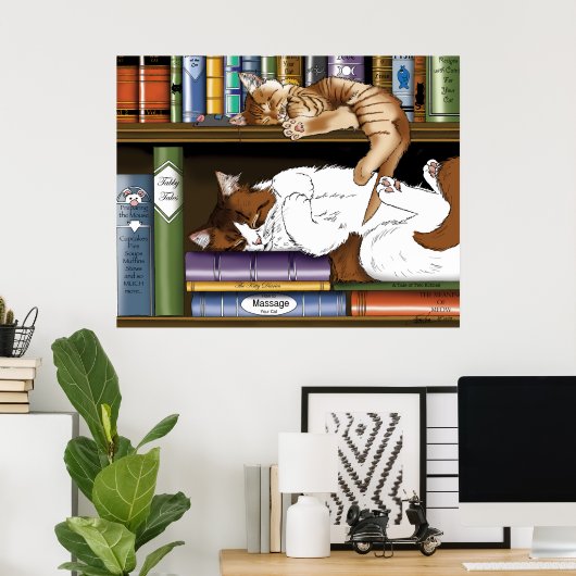 Boek Plank Katten Bibliotheek Poster (Thuiskantoor)