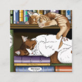 Boek Plank Katten Bibliotheek Vierkante Visitekaartje (Voorkant)