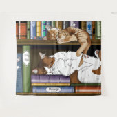 Boek Plank Katten Bibliotheek Wandkleed (Voorkant (horizontaal))