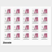 boek plank roze vierkante sticker (Vel)
