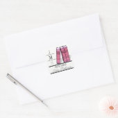 boek plank roze vierkante sticker (Envelop)