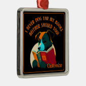 Boek Puppy Dog Ear Humor Metalen Ornament (Rechts)