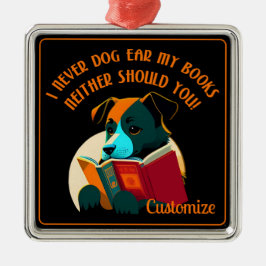 Boek Puppy Dog Ear Humor Metalen Ornament