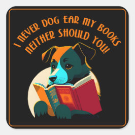 Boek Puppy Dog Ear Humor Vierkante Sticker