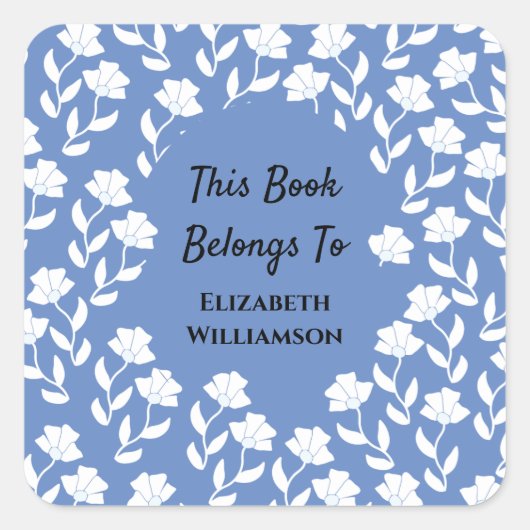Boek Retour Floral Monogrammed behoort tot Vierkante Sticker (Voorkant)