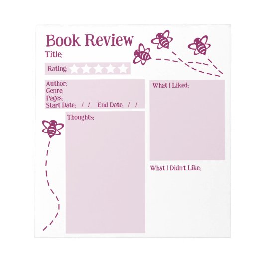 Boek Review Lezen Bijen Notitieblok (Voorkant)