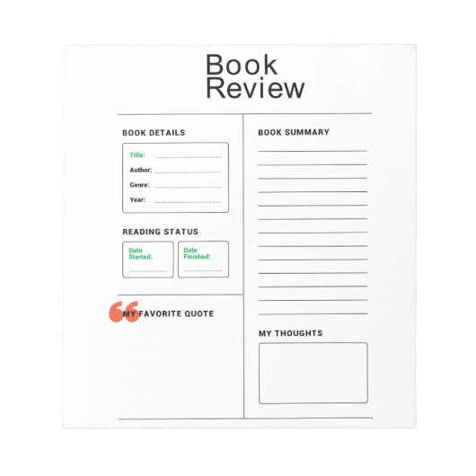 Boek Review Notitieblok (Voorkant)