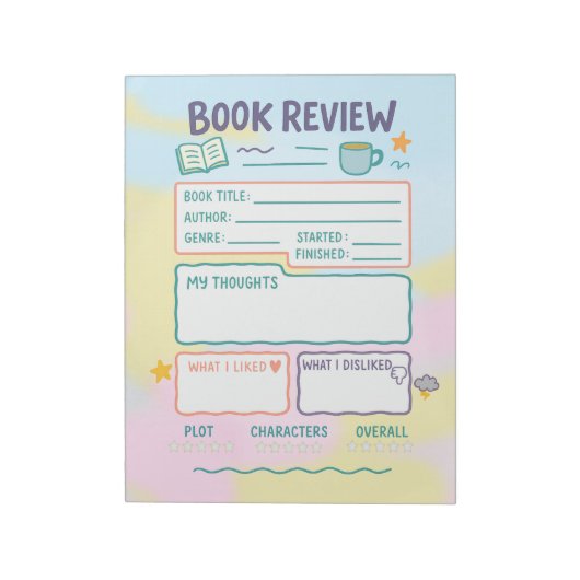 Boek Review notities Lezen Log Boekachtig cadeau Notitieblok (Linkerzijde)