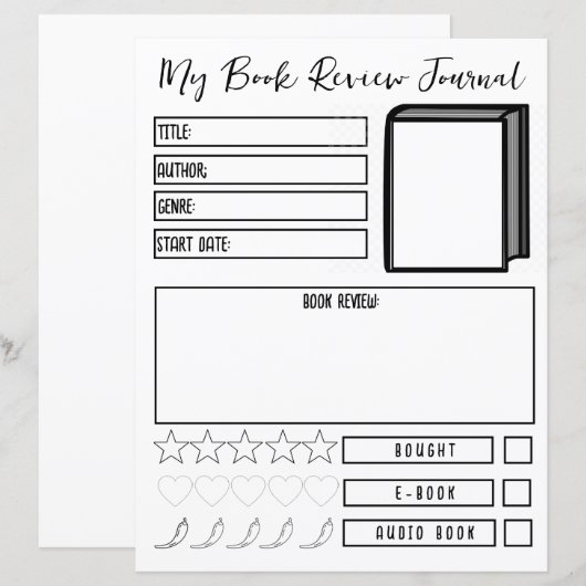 Boek Review Planner Lezen Journaal Neutraal (Voorkant / Achterkant)