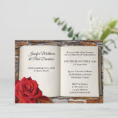 Boek rode roze na het ontvangen van de bruiloft sl kaart (Staand voorkant)