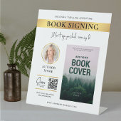 Boek Signing Boek Hoesje Auteur Foto Wit & Goud Reclamebord Met Voetstuk