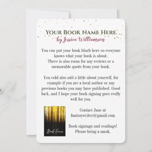 Boek Signing Release Launch Party Kaart (Achterkant)