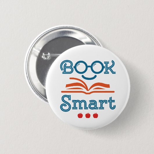 Boek Smart Funny Reading Lover Bookworm Ronde Button 5,7 Cm (Voorkant /achterkant)