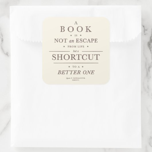 Boek Snelkoppeling  offerte Vierkante Sticker (Tas)