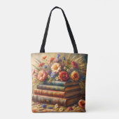 Boek Stack Bloemen Schilderen Tote Bag (Achterkant)