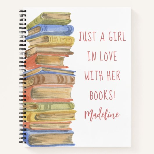 Boek Stack Book Lover Girl in liefde met haar boek (Voorkant)