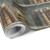  boek Stack Schilderen Antiek Bibliotheekmuur Cadeaupapier (Rol Hoek)