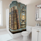 boek Stack Schilderen Antiek Bibliotheekmuur Douchegordijn (In situ)