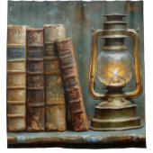  boek Stack Schilderen Antiek Bibliotheekmuur Douchegordijn (Voorkant)