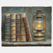 boek Stack Schilderen Antiek Bibliotheekmuur Fleece Deken (Voorkant (Horizontaal))