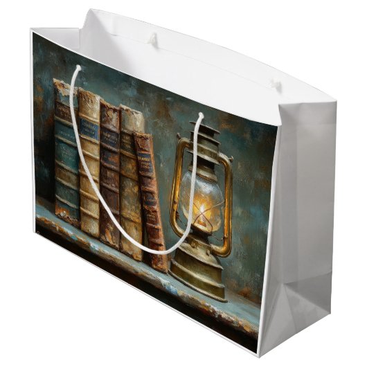  boek Stack Schilderen Antiek Bibliotheekmuur Groot Cadeauzakje (Achterkant Gekanteld)