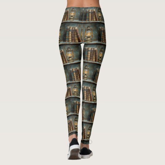  boek Stack Schilderen Antiek Bibliotheekmuur Leggings (Achterkant)