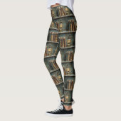 boek Stack Schilderen Antiek Bibliotheekmuur Leggings (Links)