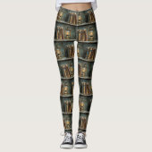  boek Stack Schilderen Antiek Bibliotheekmuur Leggings (Voorkant)