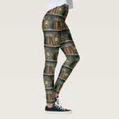 boek Stack Schilderen Antiek Bibliotheekmuur Leggings (Rechts)
