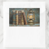 boek Stack Schilderen Antiek Bibliotheekmuur Rechthoekige Sticker (Tas)