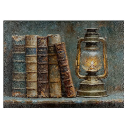 boek Stack Schilderen Antiek Bibliotheekmuur Snijplank (Voorkant)