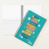 Boek stapel en Bloemen Kind Teal Spiraal Notebook (Binnen)