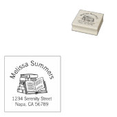 Boek stapel open boek arch adres ex-libris rubberstempel (Gestempeld)
