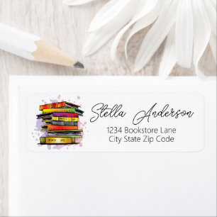 Boek stapel retouradres etiket