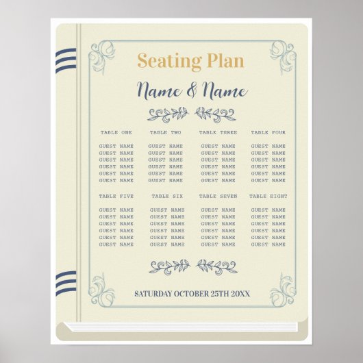 Boek Tafel Zitplaatsen Bruiloft Bibliotheek 8 Tafe Poster (Voorkant)