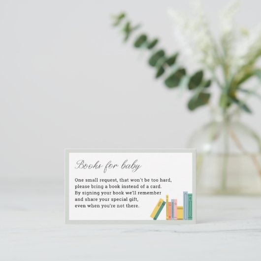 Boek Thema Baby shower Boeken voor Baby Informatiekaartje (Staand voorkant)