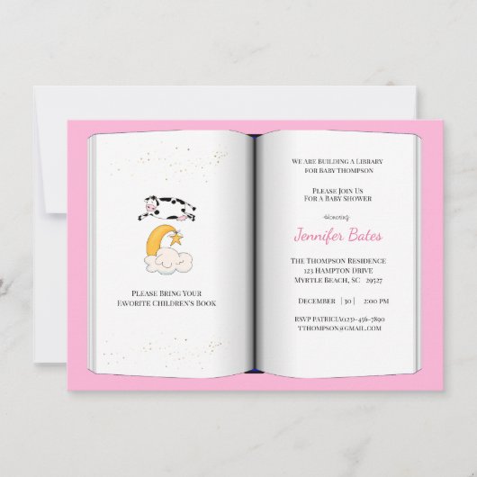 Boek Thema Baby shower Invitation (meisje) Kaart (Voorkant)