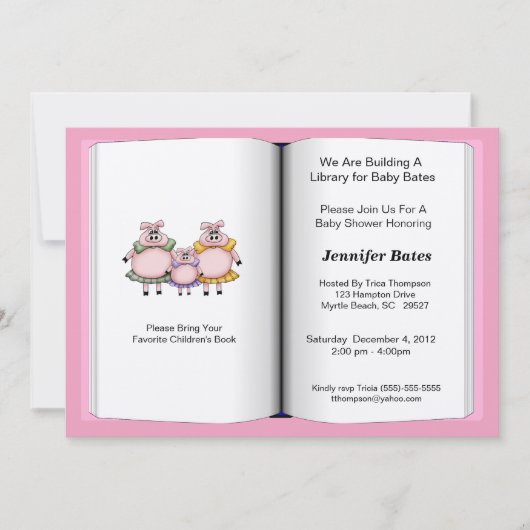 Boek Thema Baby shower Invitation (meisje) Kaart (Voorkant)