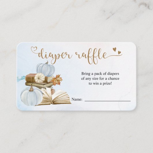 Boek Thema Blauw Baby shower Luier Raffle Kaart (Voorkant)