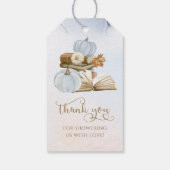 Boek Thema Blauw Pompoen Baby shower Favor Cadeaulabel (Achterkant)
