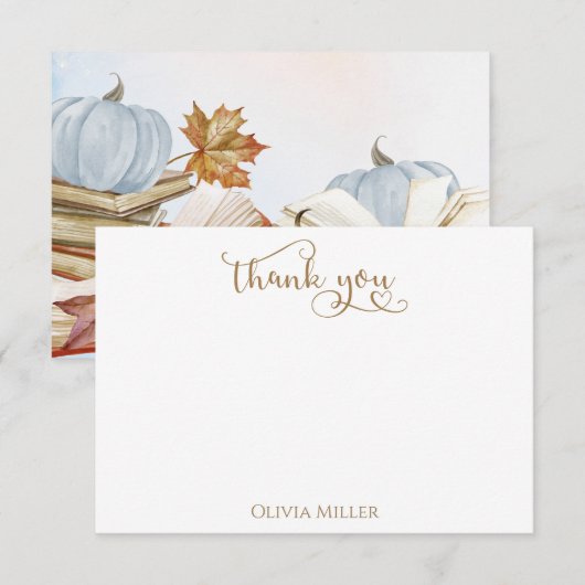Boek Thema Blauw Pompoen Herfst Baby shower Bedankkaart