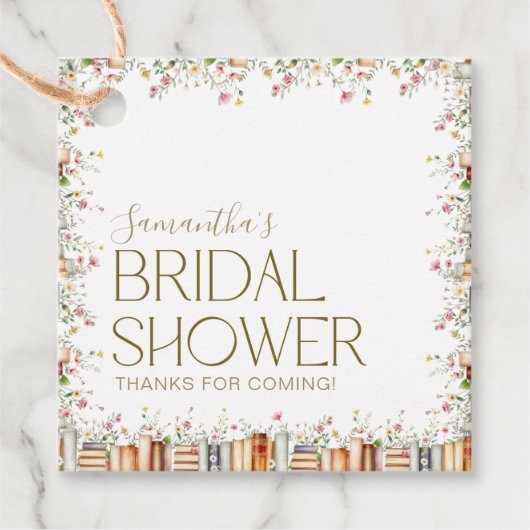 Boek-thema bloemige bruidsmeisjesuitnodiging bedan bedankjes labels (Voorkant)