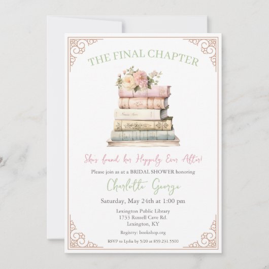 Boek Thema Bruids Douche Uitnodiging (Voorkant)